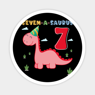 Dinosaur Funny b-day 7th Birthday Gift For Girls kids Magnet